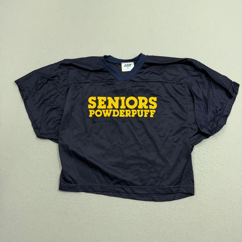 Vintage Powderpuff Football Mesh Jersey Medium Seniors Short Sleeve USA Made 80s
